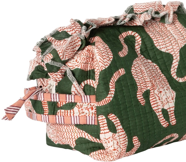 KOSMETIKTASCHE MIT FRANSEN GRÜN ROSA