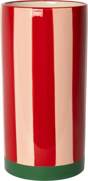 VASE MIT STREIFEN ROT/PINK/GRÜN
