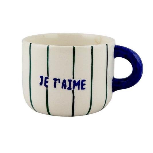 KAFFETASSE JE T’AIME GESTREIFT