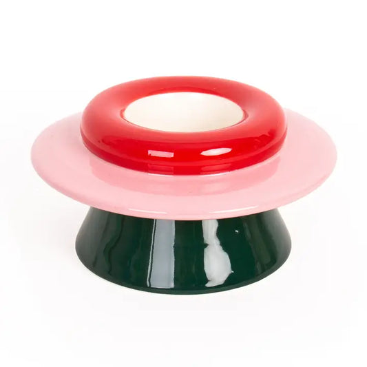KERZENHALTER GEOMETRISCH GRÜN ROT