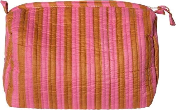 KOSMETIKTASCHE ARTISAN GESTREIFT PINK/BRAUN 14cm