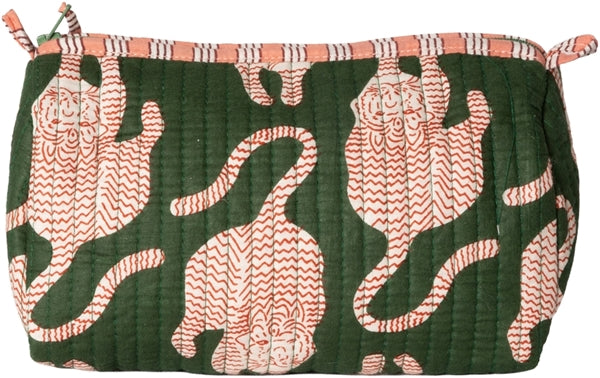 KOSMETIKTASCHE ARTISAN TIGER GRÜN/ROSA 10x18
