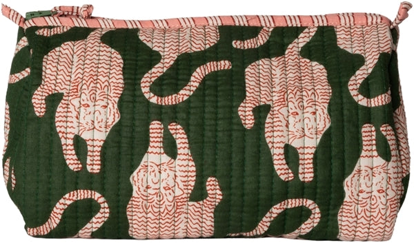KOSMETIKTASCHE ARTISAN TIGER GRÜN/ROSA 12X20
