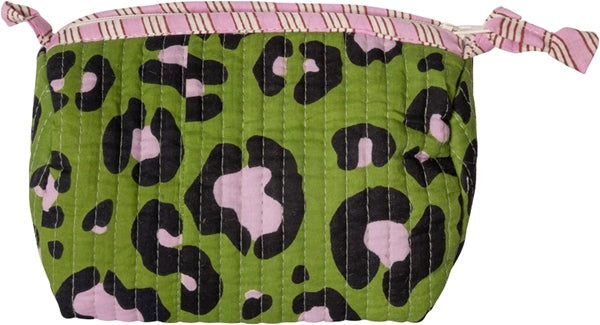 KOSMETIKTASCHE ARTISAN LEOPARD GRÜN/VIOLETT 10x18