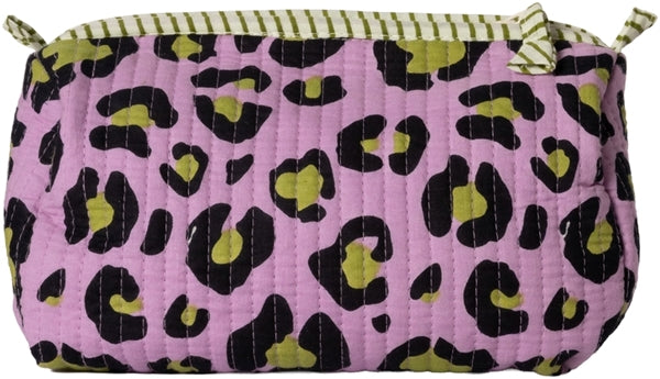 KOSMETIKTASCHE ARTISAN LEOPARD VIOLETT/GRÜN 10x18