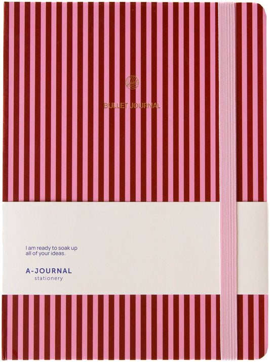 NOTIZBUCH BULLET JOURNAL GESTREIFT ROSAROT