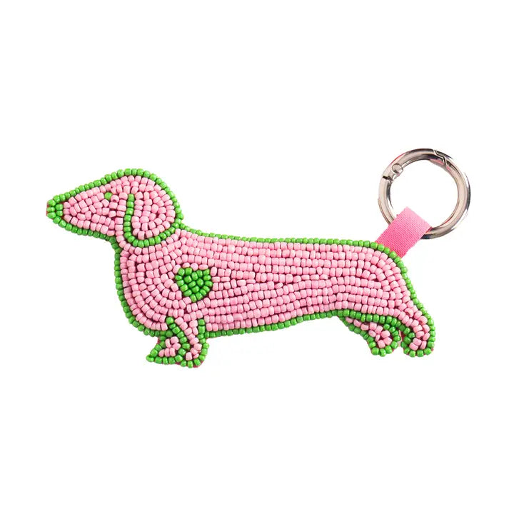 SCHLÜSSELANHÄNGER DACKEL PERLEN ROSA
