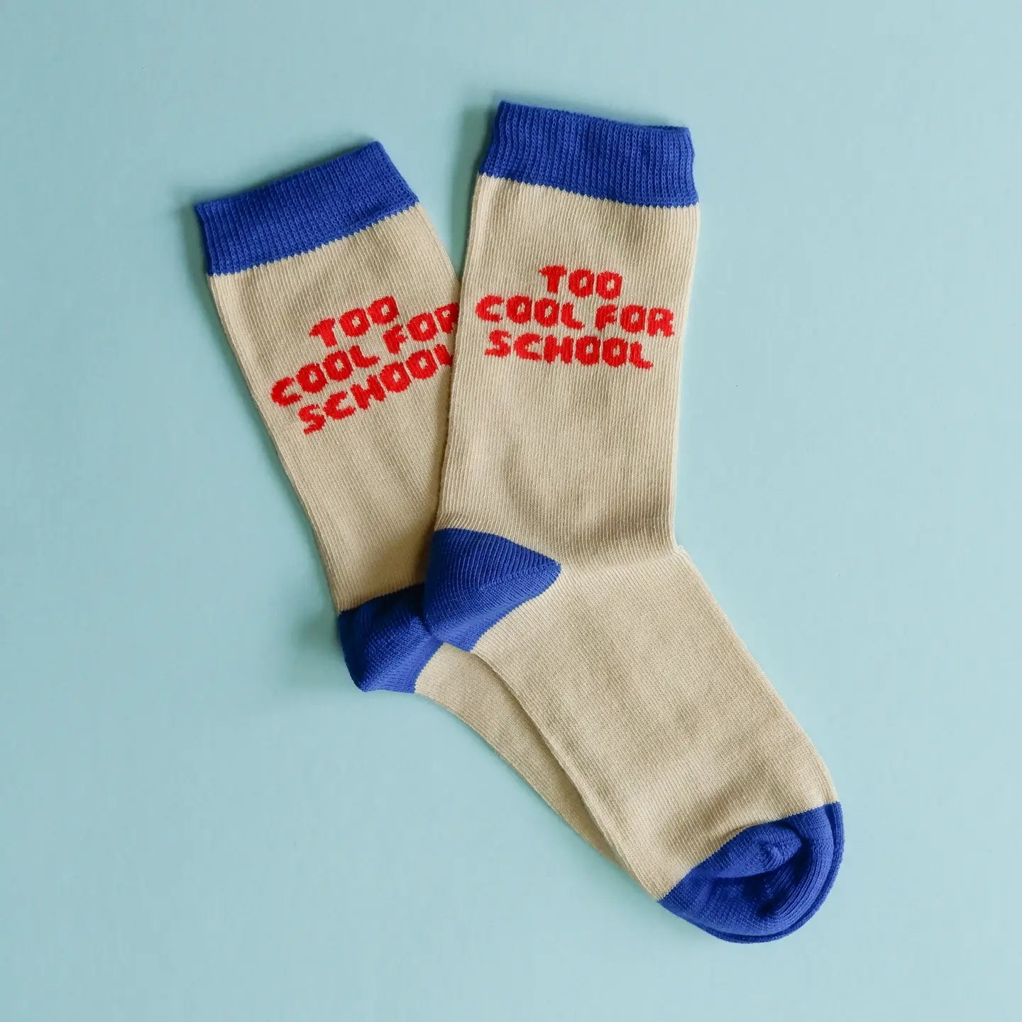 SOCKEN TOO COOL FOR SCHOOL BEIGE BLAU ROT GRÖSSE 27-30