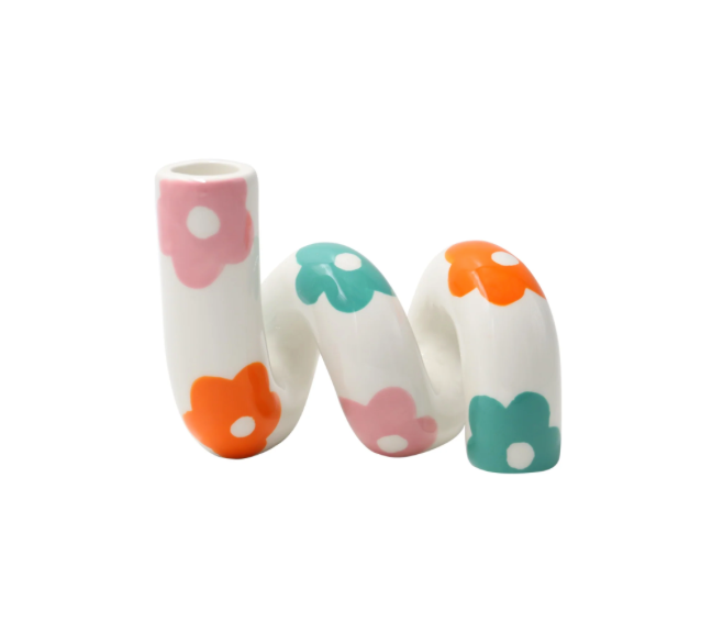 KERZENHALTER BELINDA FLOWER POWER WEISS