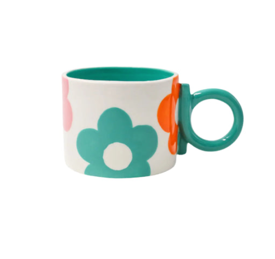 TASSE MUG INÉS FLOWER POWER WEISS GRÜN