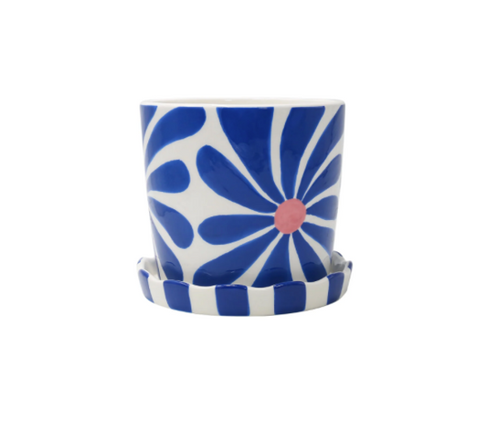 VASE PLANT POT LIOR FIESTA FLORAL WEISS BLAU