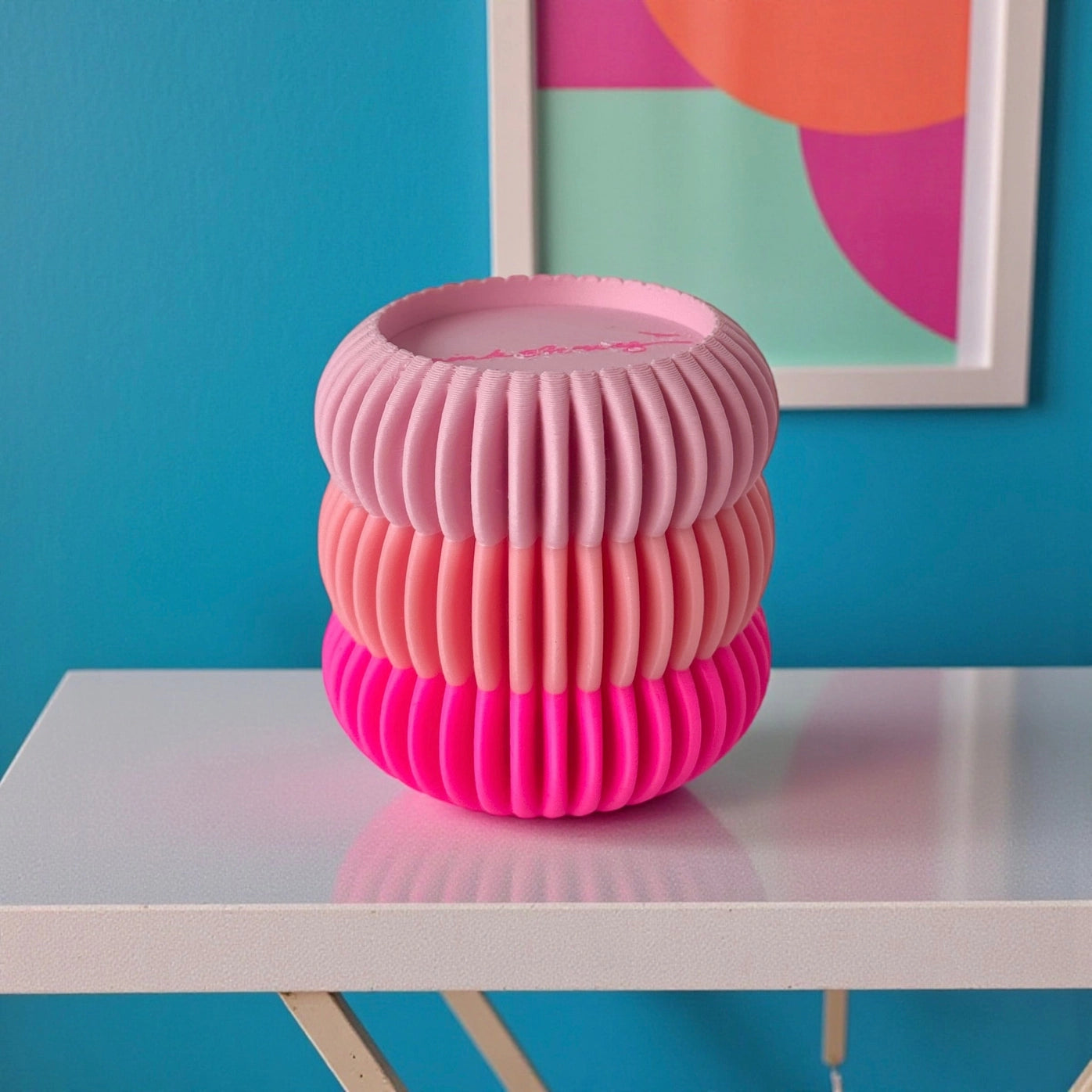 KERZENHALTER ZWEISEITIG TRILUMA NEONROSA
