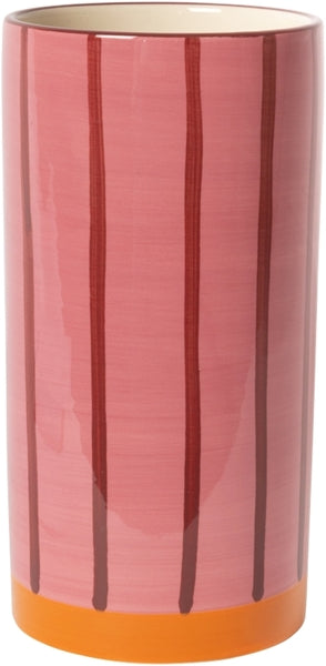 VASE MIT LINIEN ORANGE/PINK/MAROON 20cm