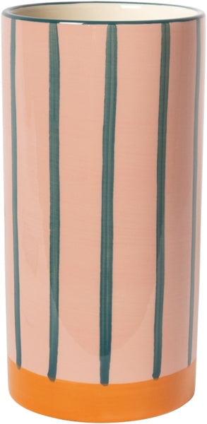 VASE MIT LINIEN ORANGE/PINK/PETROL 20cm