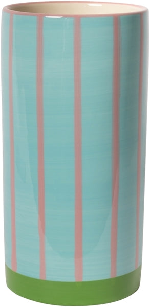 VASE MIT LINIEN PINK/MINZE/GRÜN 20cm
