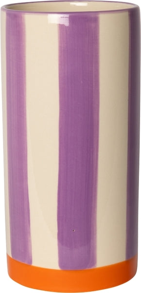 VASE STREIFEN VIOLETT/ORANGE 20cm