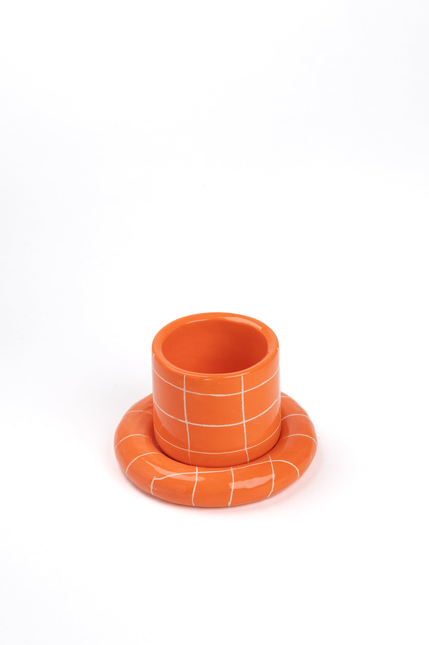 TASSE MIT UNTERSETZER ORANGE KLEIN