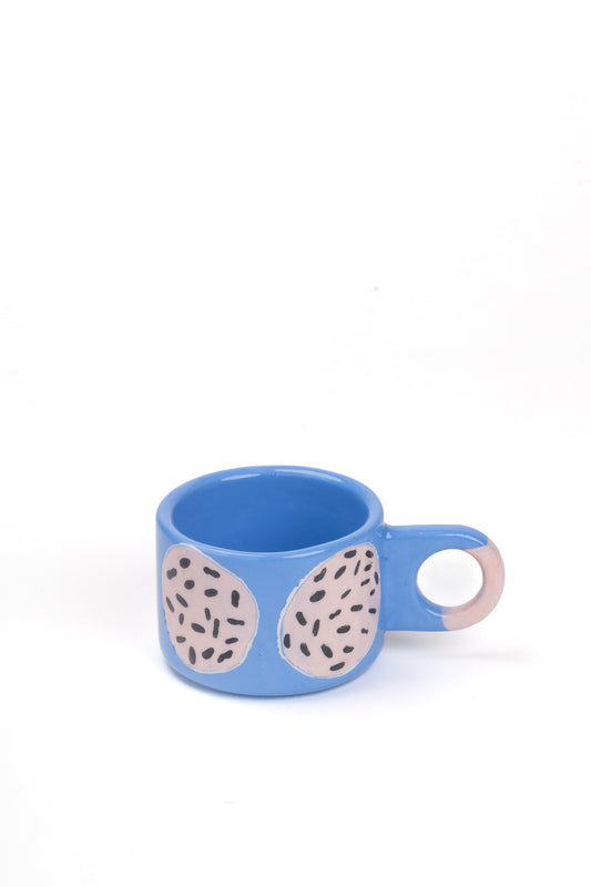 TASSE MIT HENKEL BLAU ROSA MEDIUM
