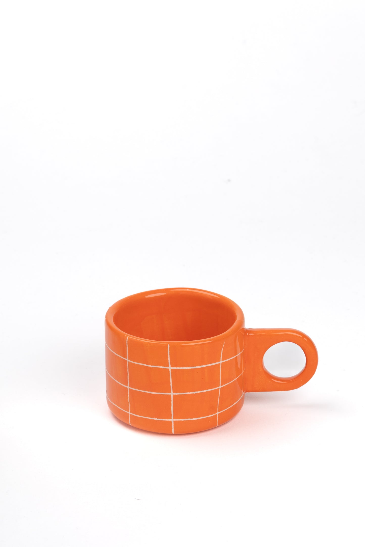 TASSE MIT HENKEL GRID ORANGE MEDIUM