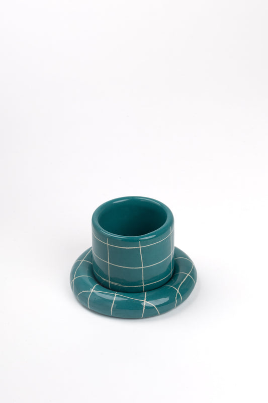 TASSE MIT UNTERSETZER GRÜN KLEIN