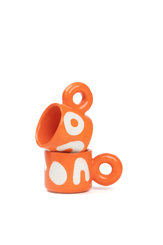 TASSE MIT HENKEL BLOBS ORANGE KLEIN