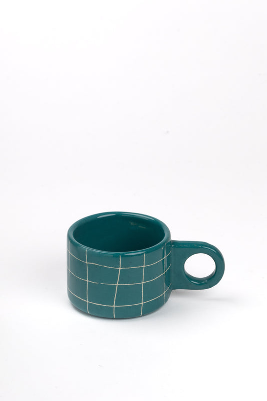 TASSE MIT HENKEL GRID GRÜN MEDIUM