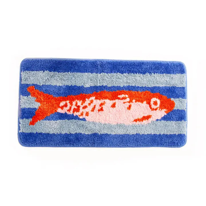 BADETEPPICH FISCH GESTREIFT BLAU