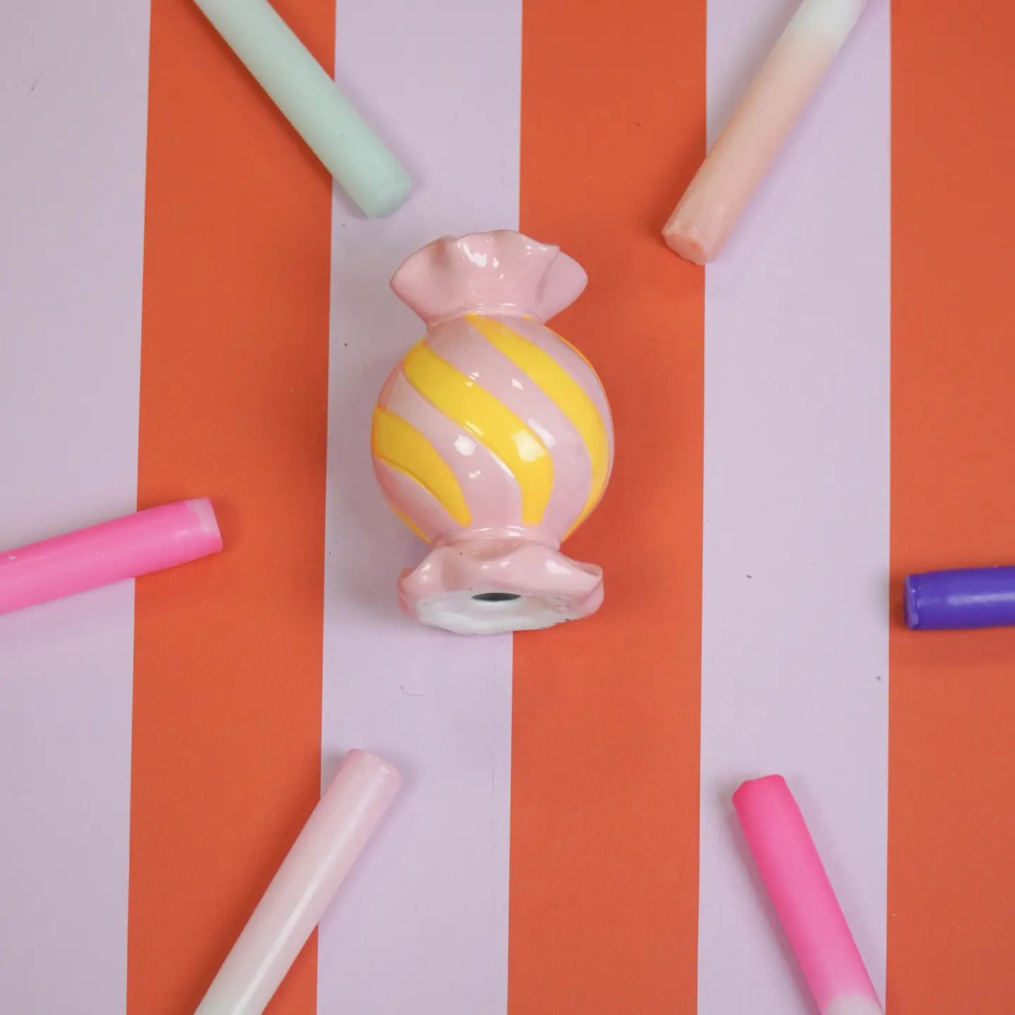 KERZENHALTER BONBON ROSA GELB