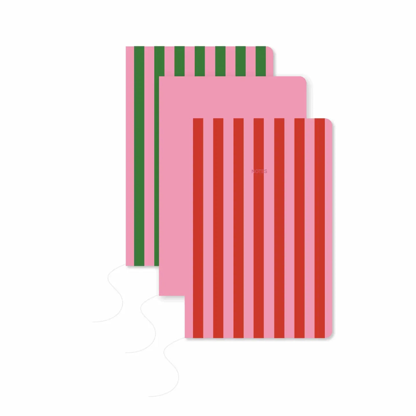 NOTIZBUCH 3 SET LINIERT SOFTCOVER GESTREIFT PINKT ROT GRÜN