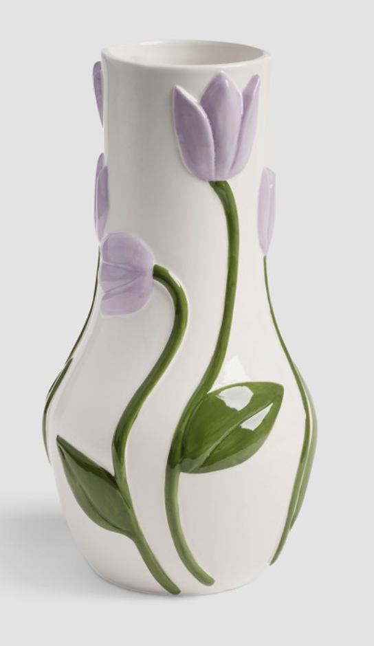 VASE MIT BLUMEN LILA