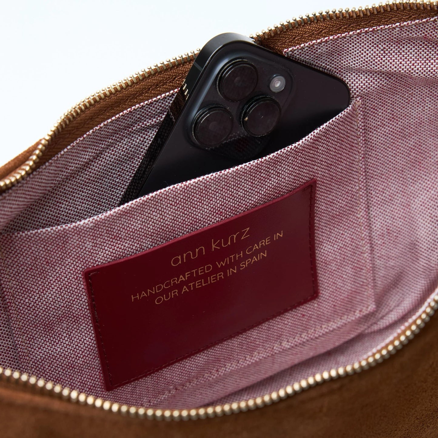 TASCHE HALF MOON - SUEDE BURGUNDERROT