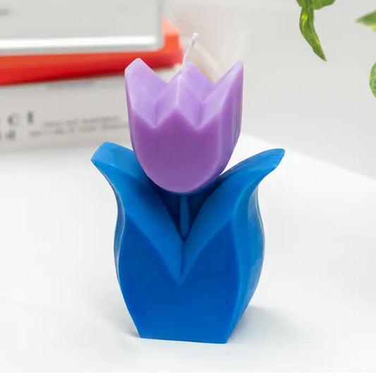 KERZE TULPE BLAU