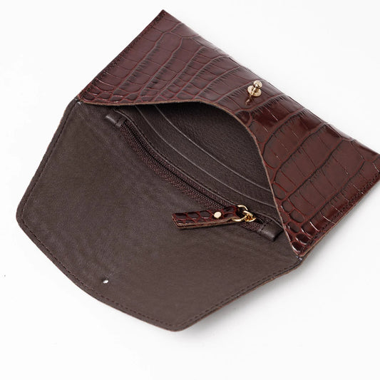 GELDBEUTEL MINI ENVELOPE - KROKO PRINT BORDEAUX