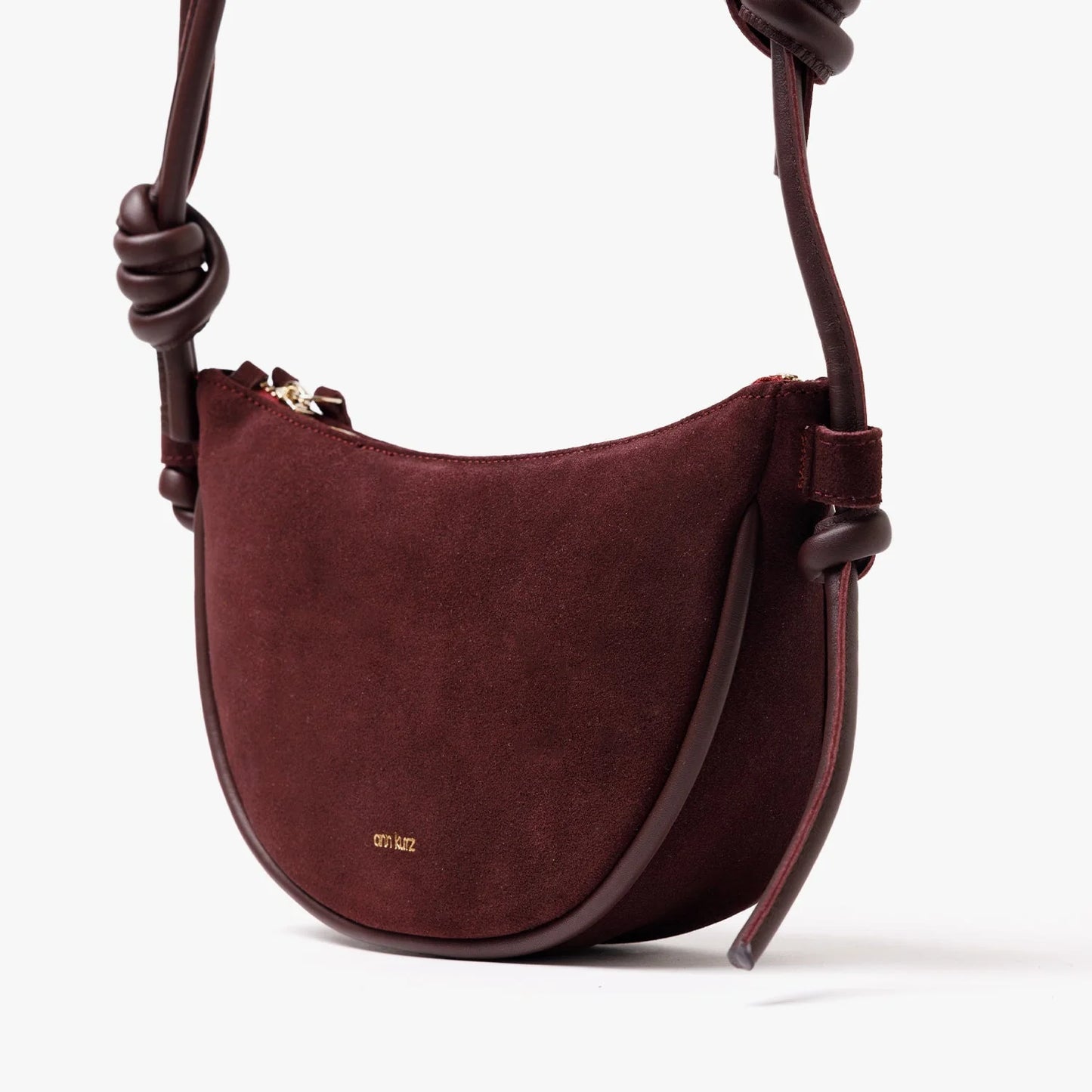 TASCHE HALF MOON - SUEDE BURGUNDERROT