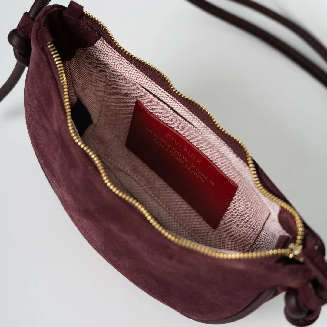 TASCHE HALF MOON - SUEDE BURGUNDERROT