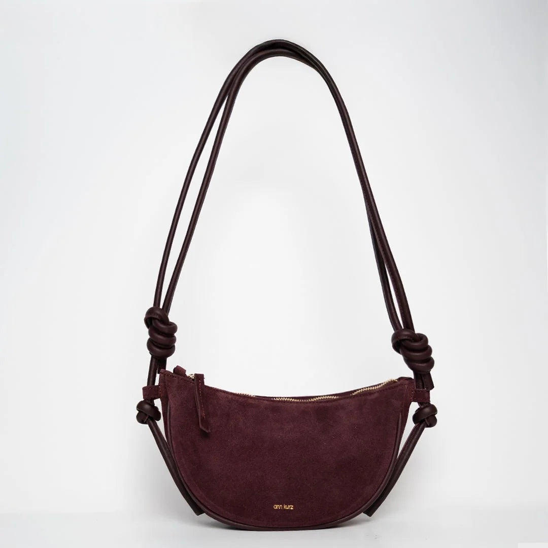 TASCHE HALF MOON - SUEDE BURGUNDERROT
