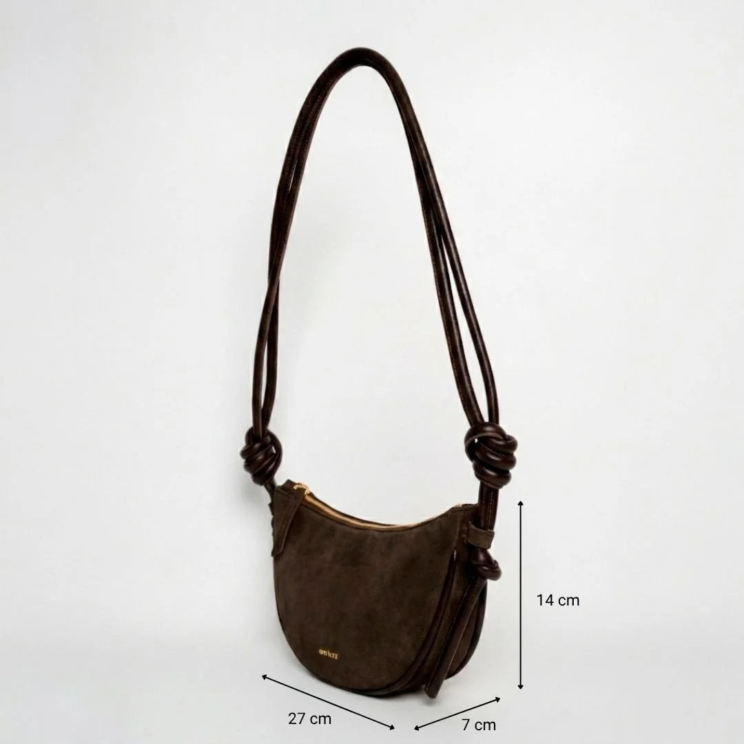 TASCHE MINI HALF MOON - SUEDE MOCHA