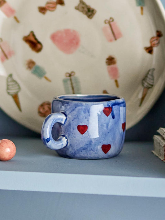 TASSE NINI HERZEN BLAU ROT