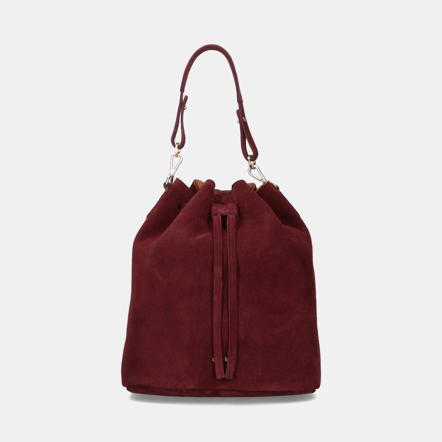 LEDERTASCHE SAKU BUCKET - WILDLEDER BURGUNDY
