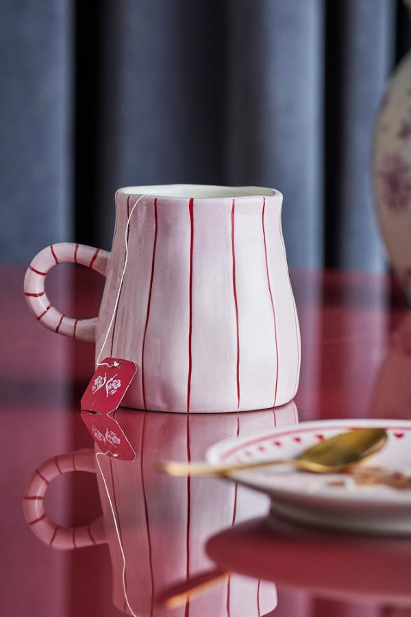 TASSE SHIRLY STREIFEN ROSE