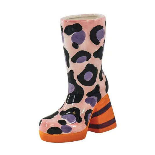 VASE STIEFEL SCHUH LEOPARD