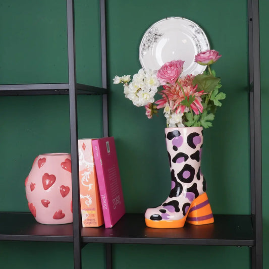 VASE STIEFEL SCHUH LEOPARD