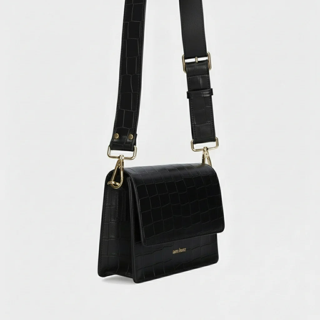 TASCHE PERFECT SQUARE - KROKO PRINT SCHWARZ