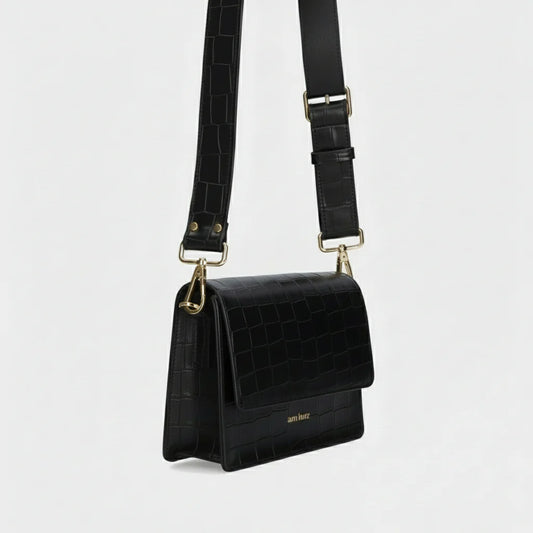 TASCHE PERFECT SQUARE - KROKO PRINT SCHWARZ