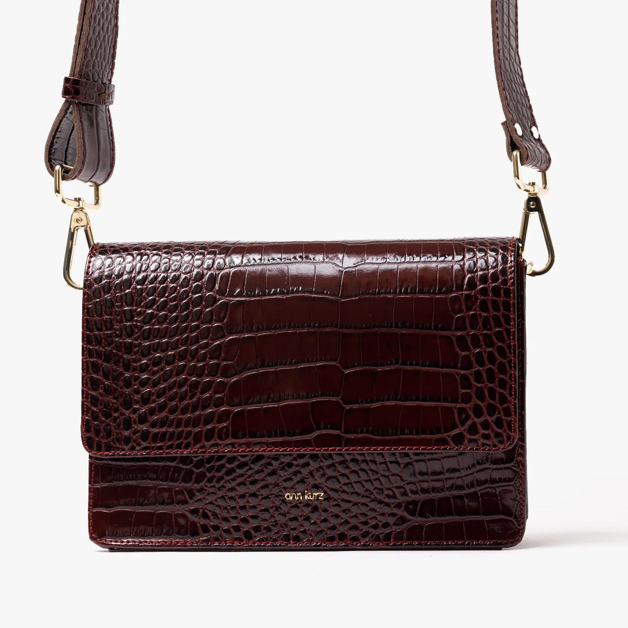 TASCHE PERFECT SQUARE - KROKO PRINT BORDEAUX